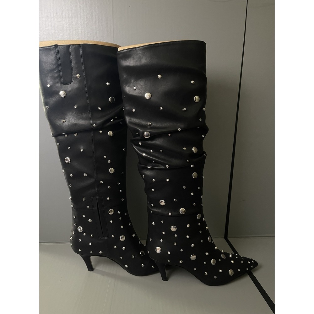 Jessica Simpson Boots Womens Size 6 Black JS-NAEVY2 Studded Knee High Heel